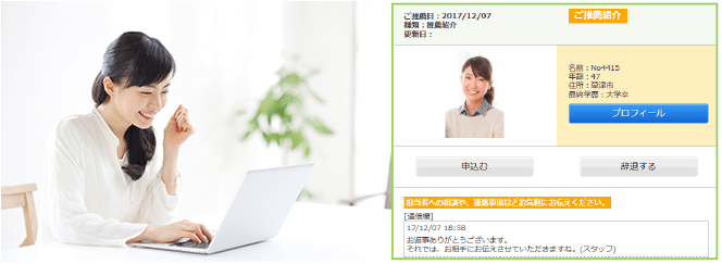 お相手プロフィールを見ながらご相談